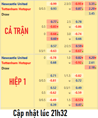 CHỐT KÈO trực tiếp trận Newcastle vs Tottenham