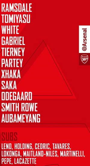 ĐỘI HÌNH RA SÂN trận Arsenal vs Tottenham