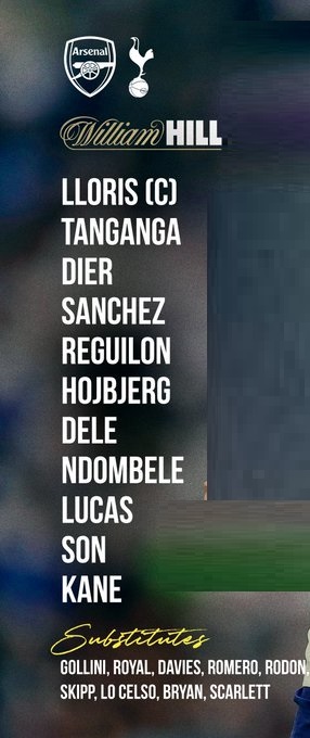 ĐỘI HÌNH RA SÂN trận Arsenal vs Tottenham