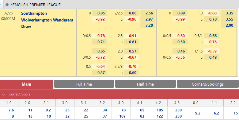 Southampton vs Wolves