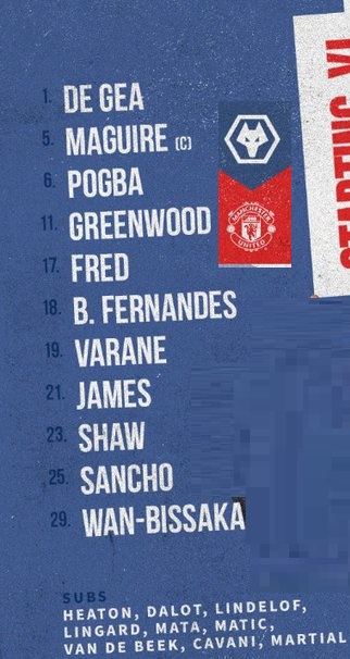 ĐỘI HÌNH RA SÂN trận Wolves vs Man Utd