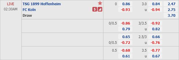 Phân tích tỷ lệ hiệp 1, tài xỉu cả trận Hoffenheim vs FC Koln, 01h30 ngày 28/5: VĐQG Đức