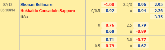 Nhận định soi kèo Shonan Bellmare vs Consadole Sapporo, 17h00 ngày 12/07: VĐQG Nhật Bản