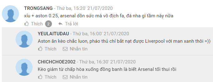 AEGOALer chốt kèo hôm nay, 21/7: TRONGSANG đánh ngược Arsenal