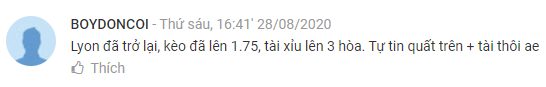 AEGOALer chốt kèo hôm nay, 28/8: BOYDONCOI chốt Lyon & Tài