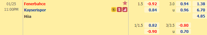 Nhận định bóng đá Fenerbahce vs Kayserispor, 23h00 ngày 25/1: VĐQG Thổ Nhĩ Kỳ