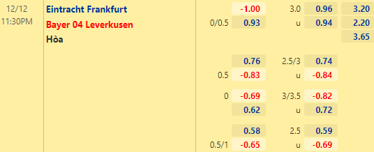 Nhận định bóng đá Eintracht Frankfurt vs Leverkusen, 23h30 ngày 12/12: VĐQG Đức