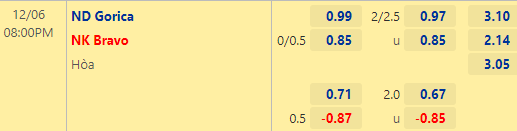 Nhận định bóng đá Gorica vs NK Bravo, 20h00 ngày 06/12: VĐQG Slovenia